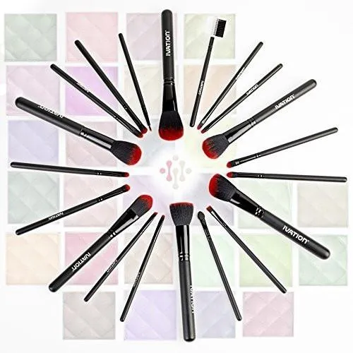 Cosmetics 20 Pieces Natural Facial Makeup Brush Set w/ Leather Pouch