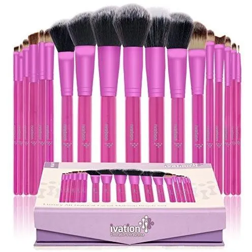 Cosmetics 20 Pieces Natural Facial Makeup Brush Set w/ Leather Pouch