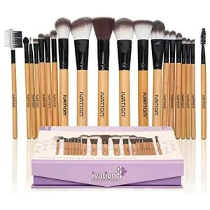 Cosmetics 20 Pieces Natural Facial Makeup Brush Set w/ Leather Pouch
