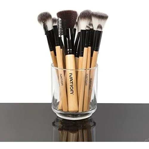 Cosmetics 20 Pieces Natural Facial Makeup Brush Set w/ Leather Pouch