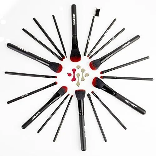 Cosmetics 20 Pieces Natural Facial Makeup Brush Set w/ Leather Pouch