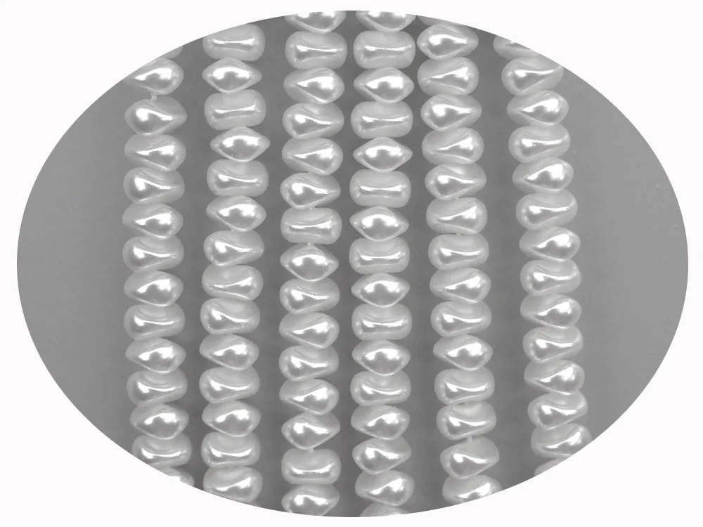 Czech Nugget Glass Pearls 7x9mm or 8x10mm Bridal Off-White Imitation Pearl
