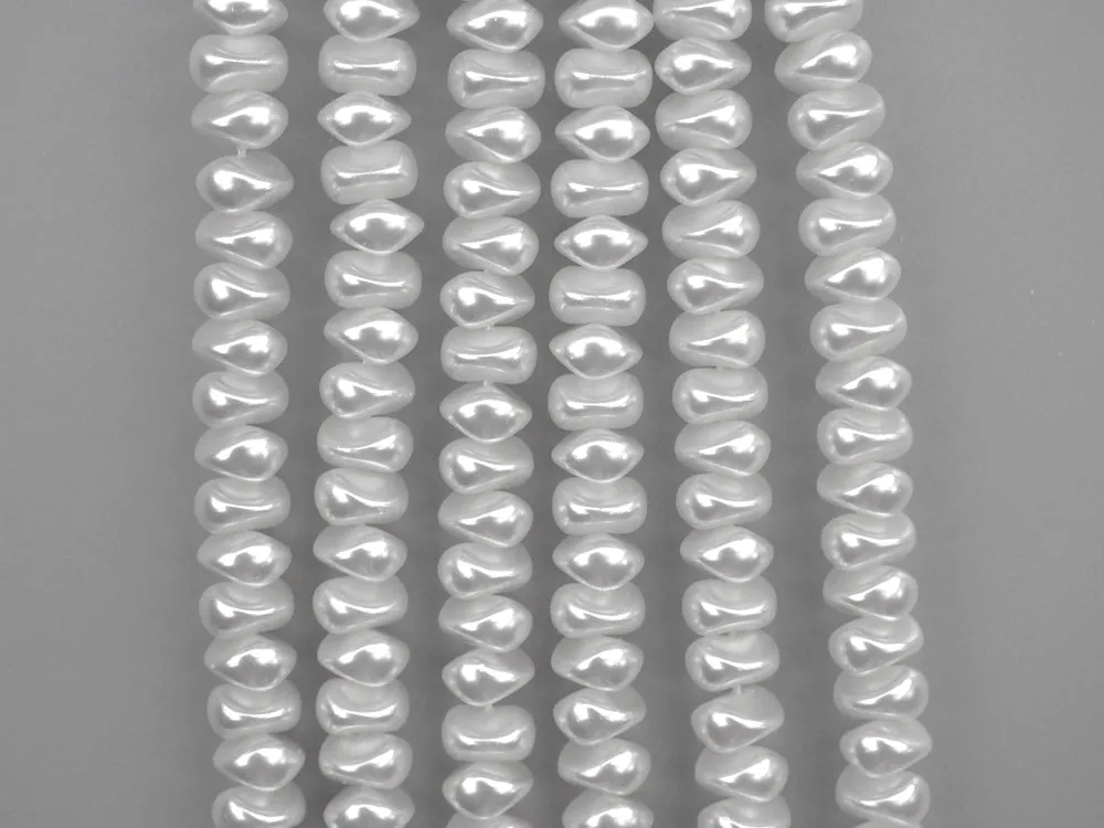 Czech Nugget Glass Pearls 7x9mm or 8x10mm Bridal Off-White Imitation Pearl