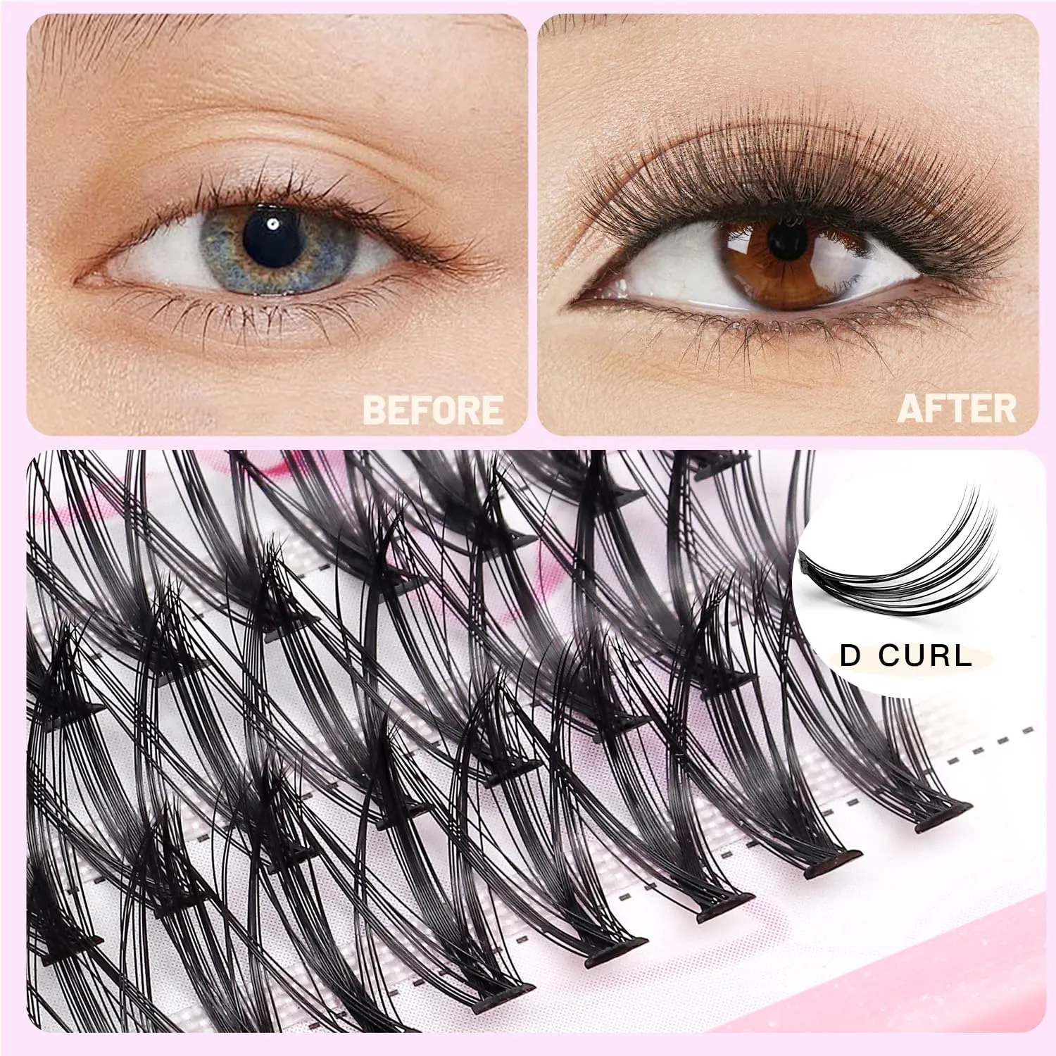Dedila 8/10/12/14/16/17/18/20mm 60pcs 20 Root Grafting Individual False Eyelashes Mink Natural Long Eye Lashes Cluster Extension Makeup Beauty Fake Eyelash (5Boxes-16mm)