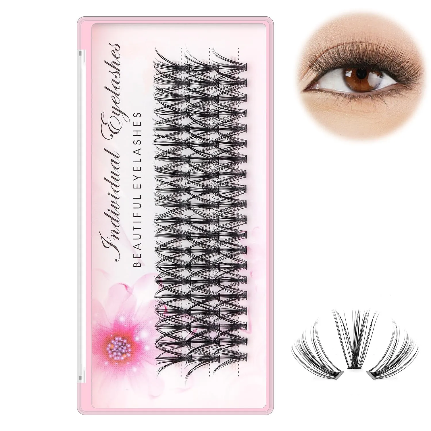 Dedila 8/10/12/14/16/17/18/20mm 60pcs 20 Root Grafting Individual False Eyelashes Mink Natural Long Eye Lashes Cluster Extension Makeup Beauty Fake Eyelash (5Boxes-16mm)