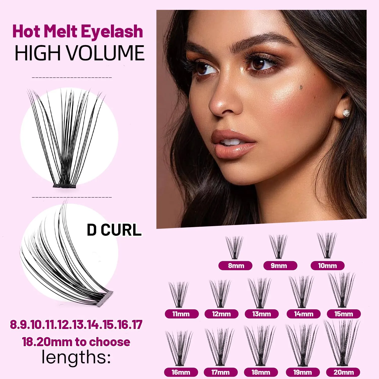 Dedila 8/10/12/14/16/17/18/20mm 60pcs 20 Root Grafting Individual False Eyelashes Mink Natural Long Eye Lashes Cluster Extension Makeup Beauty Fake Eyelash (5Boxes-16mm)