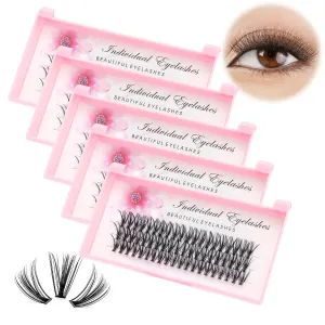 Dedila 8/10/12/14/16/17/18/20mm 60pcs 20 Root Grafting Individual False Eyelashes Mink Natural Long Eye Lashes Cluster Extension Makeup Beauty Fake Eyelash (5Boxes-16mm)
