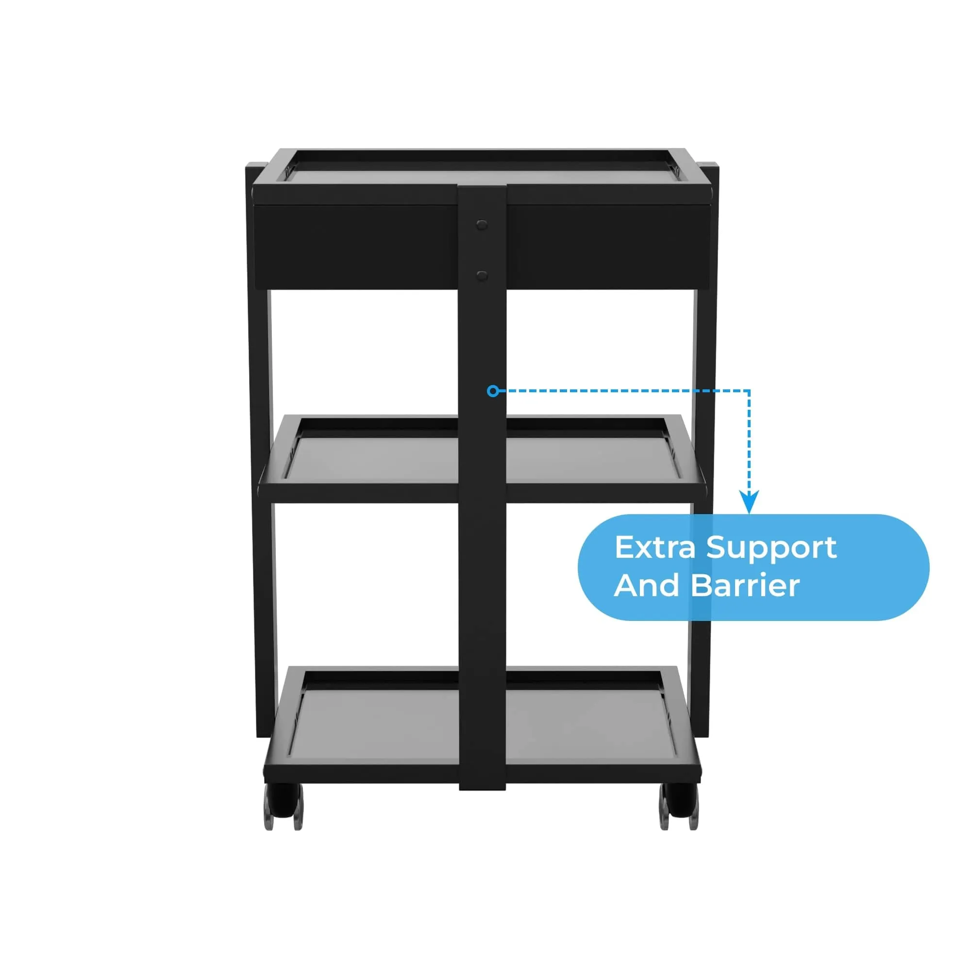 DELUXE Beauty Trolley with 3 Tier Glass Shelves and Locking Drawer (1040A)