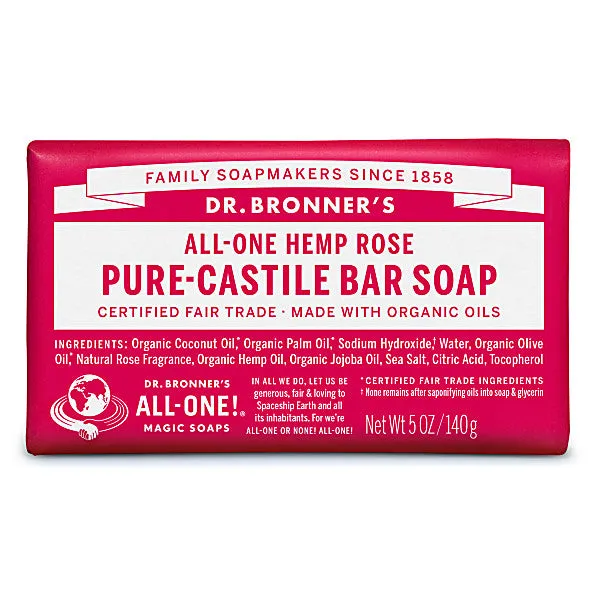 Dr Bronner's PURE-CASTILE BAR SOAP - ROSE 140g