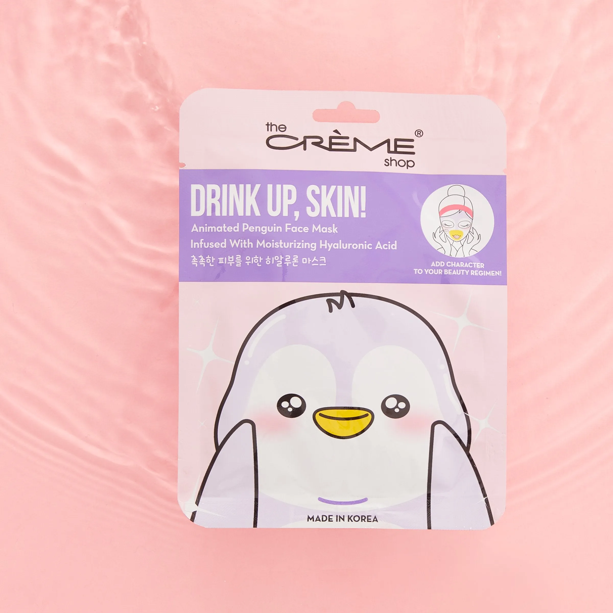 Drink Up, Skin! Animated Penguin Face Mask - Infused with Moisturizing Hyaluronic Acid