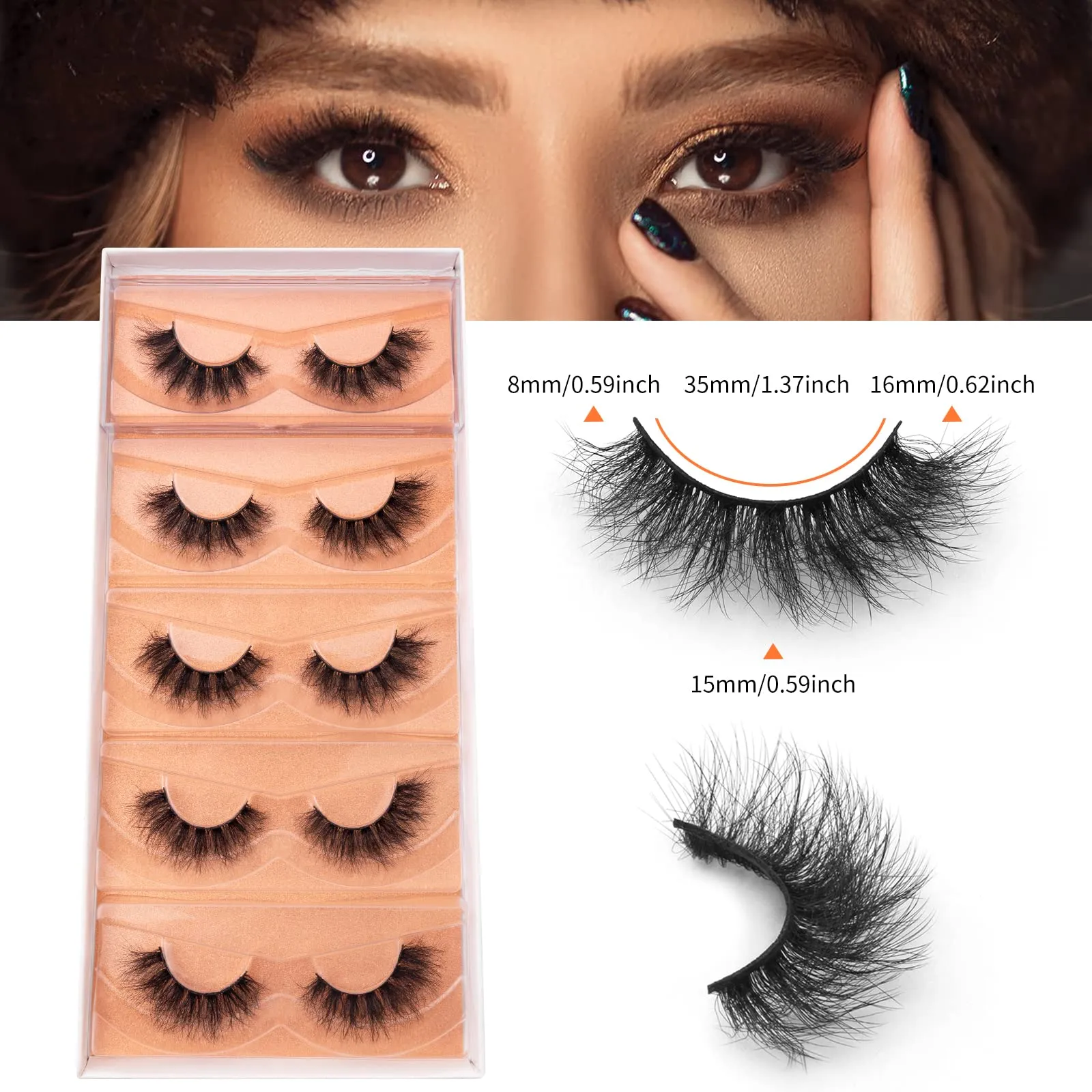 DYSILK False Eyelashes Cat Eye Look 8D Lashes Fluffy Wispy Faux Mink Lashes Thick Fake Eyelashes Soft Reusable Lashes Multipack