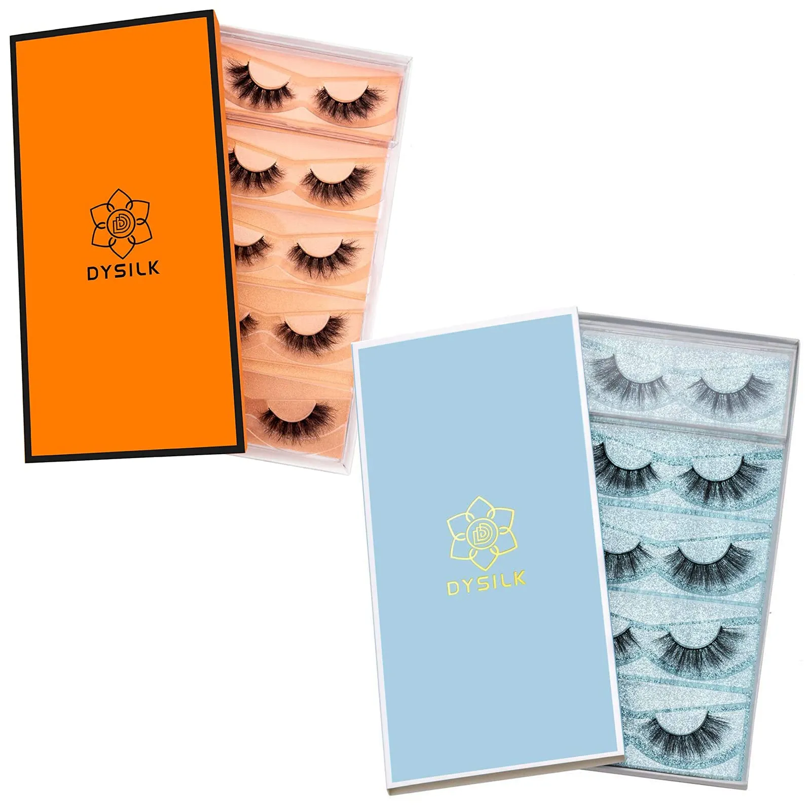 DYSILK False Eyelashes Cat Eye Look 8D Lashes Fluffy Wispy Faux Mink Lashes Thick Fake Eyelashes Soft Reusable Lashes Multipack