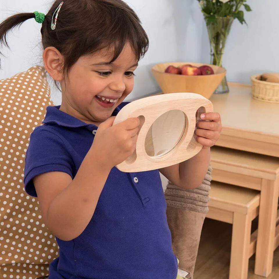 Easy Grip Wooden Handle Two Sided Mirror