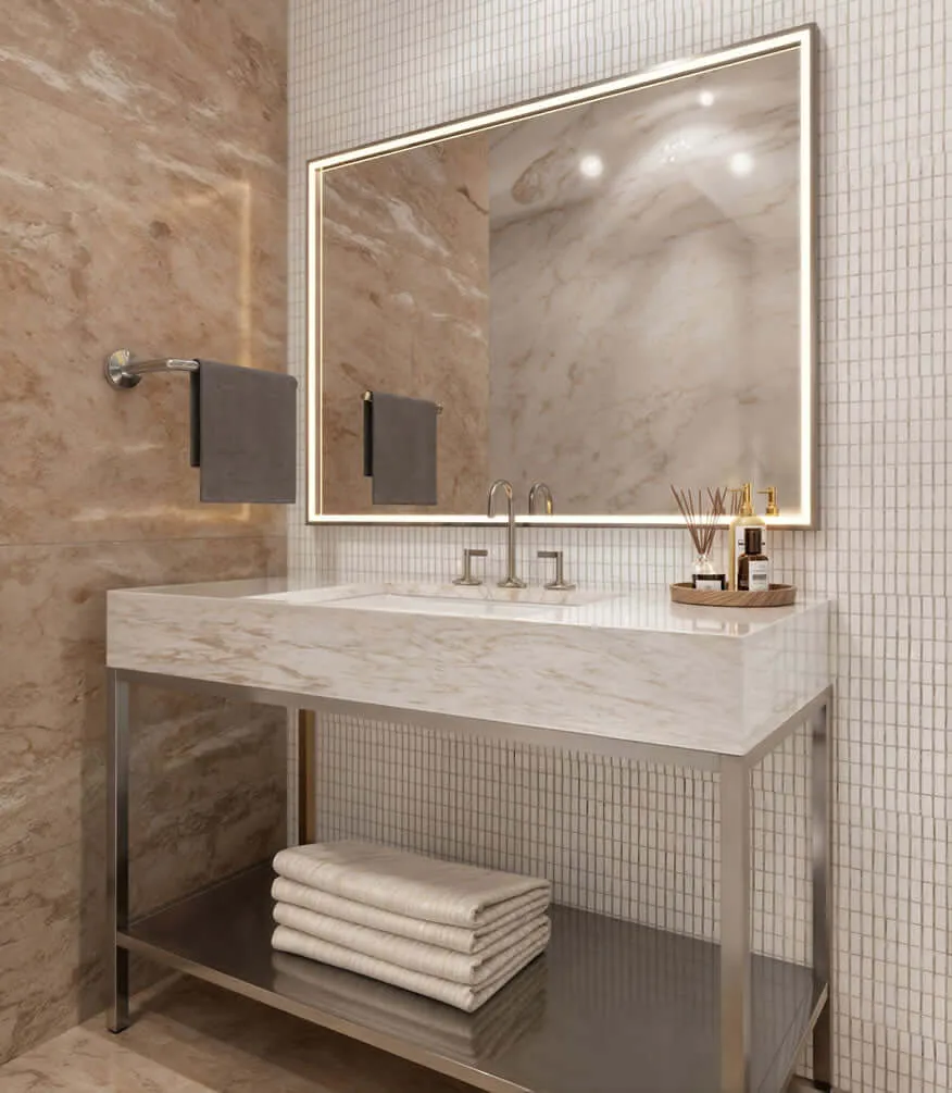 Electric Mirror Radiance Mirror with Inward Facing Directional Lighting in 4 Sizes
