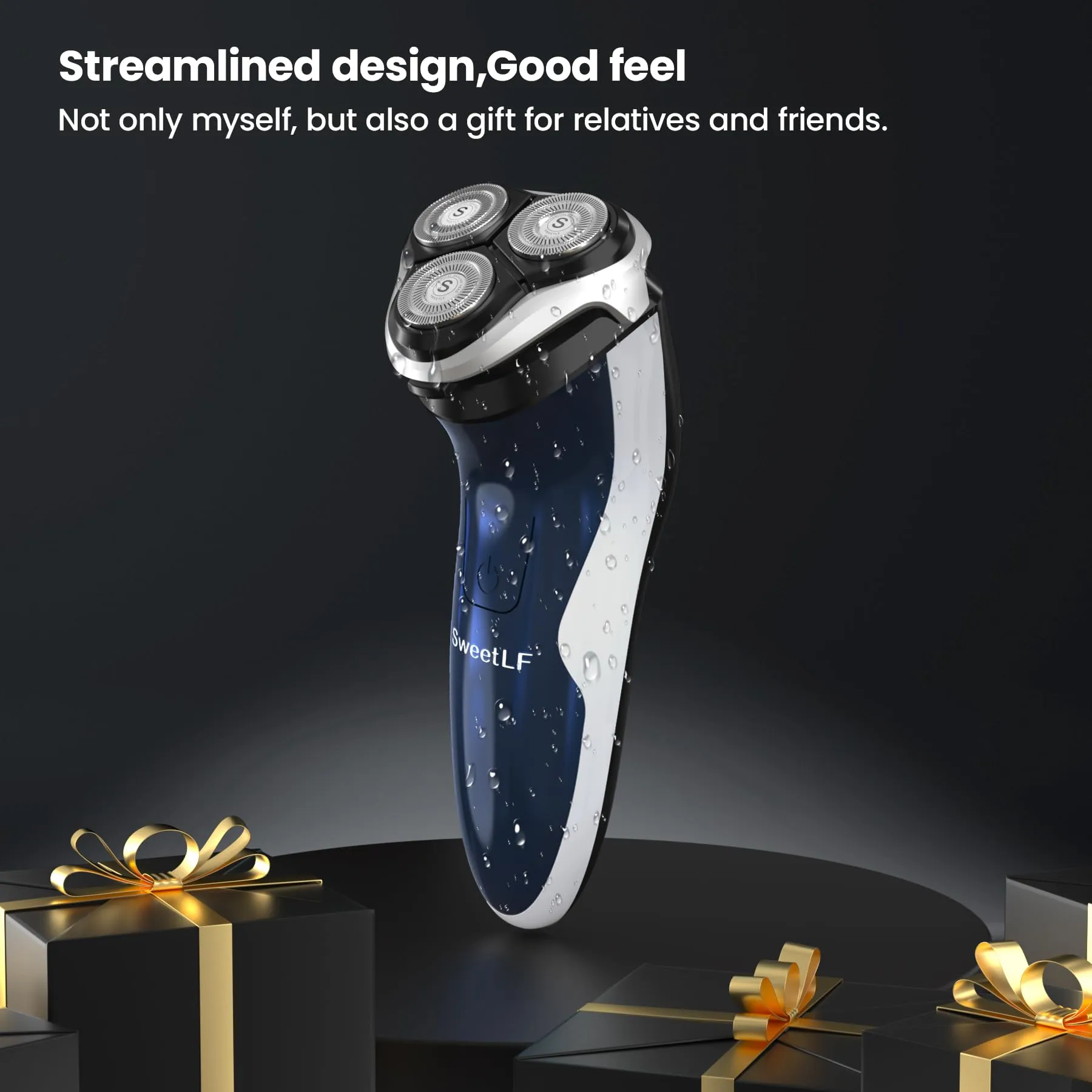 Electric Razor for Men, SweetLF Electric Shaver 100% Waterproof/Rechargeable/Cord and Cordless Floating Head Men’s Electric Shavers with pop-up Beard Trimmer (Navy Blue)