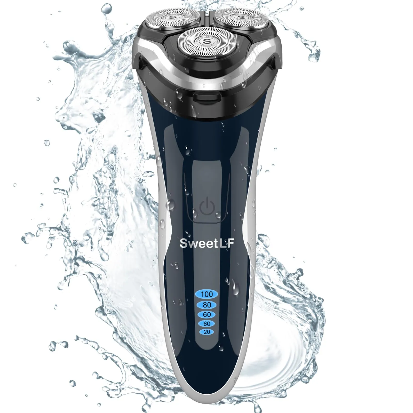 Electric Razor for Men, SweetLF Electric Shaver 100% Waterproof/Rechargeable/Cord and Cordless Floating Head Men’s Electric Shavers with pop-up Beard Trimmer (Navy Blue)