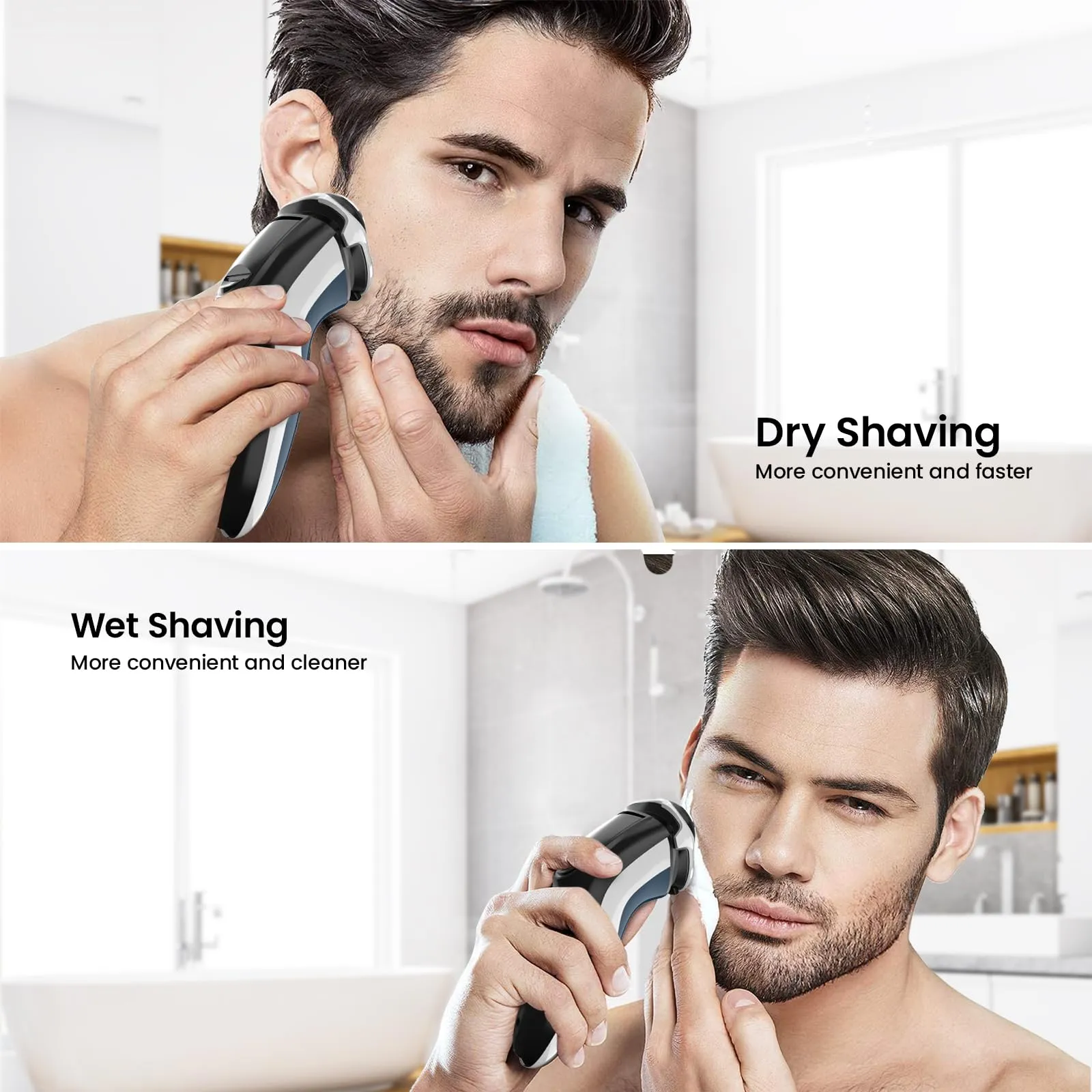 Electric Razor for Men, SweetLF Electric Shaver 100% Waterproof/Rechargeable/Cord and Cordless Floating Head Men’s Electric Shavers with pop-up Beard Trimmer (Navy Blue)