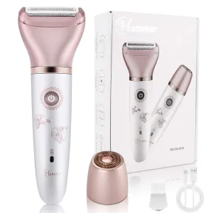 Electric Razor for Women - Painless 2-in-1 Shaver for Women Hair Remover for Face, Legs and Underarm Wet & Dry, Portable Bikini Trimmer, Lady Hair Removal with 2 Trimmer Heads- Micro USB Recharge