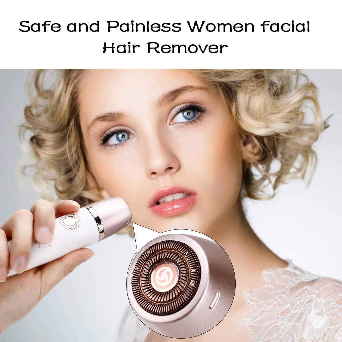Electric Razor for Women - Painless 2-in-1 Shaver for Women Hair Remover for Face, Legs and Underarm Wet & Dry, Portable Bikini Trimmer, Lady Hair Removal with 2 Trimmer Heads- Micro USB Recharge