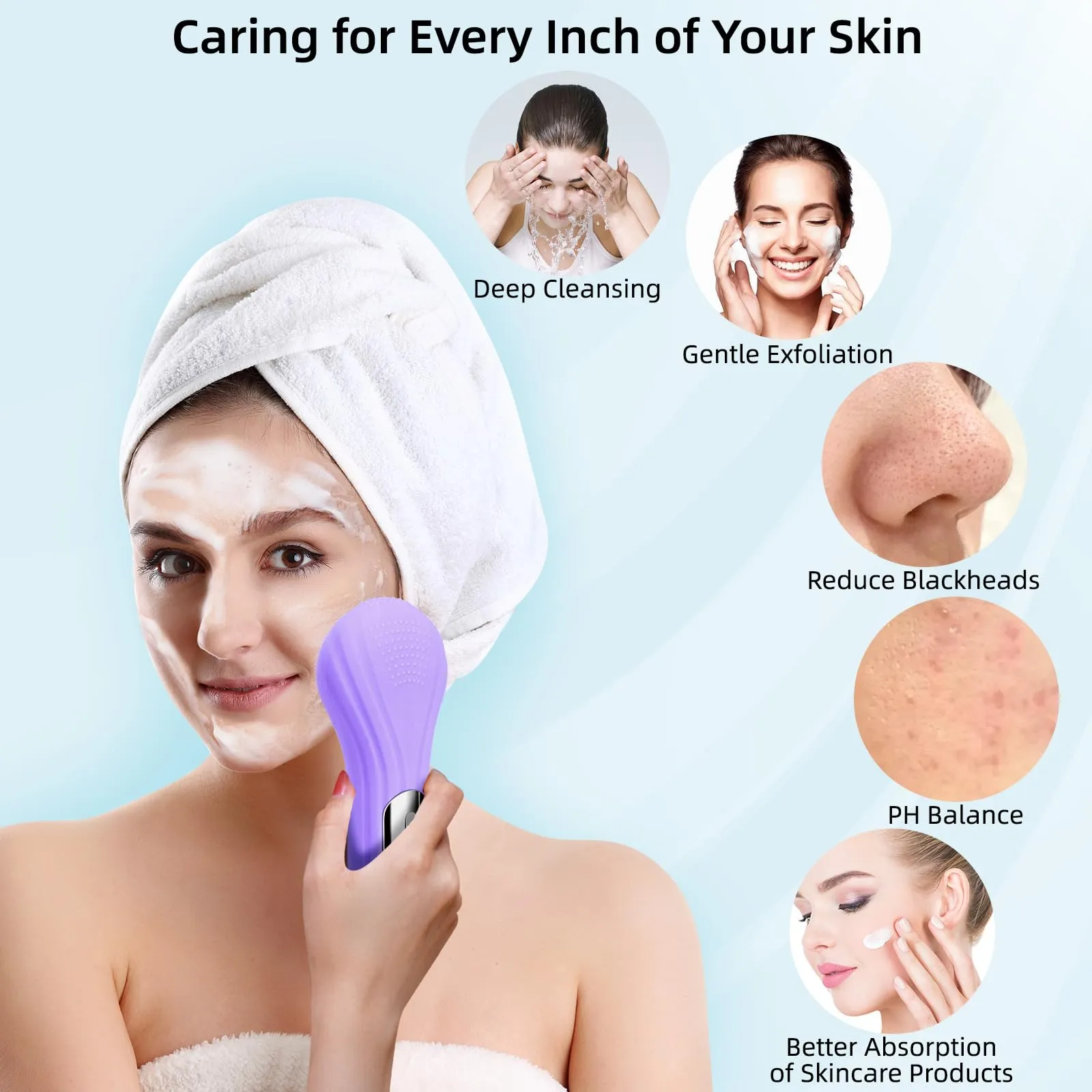 Electric Silicone Facial Brushes for Cleaning and Exfoliating,Electric Face Scrubber with Waterproof and Rechargeable Facial Skin Care for Women and Men