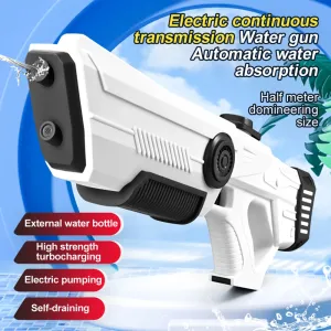 Electric Water Gun for Children and Adults Supports Automatic Water Absorption and External Water Bottle 10m 33 Feet Range