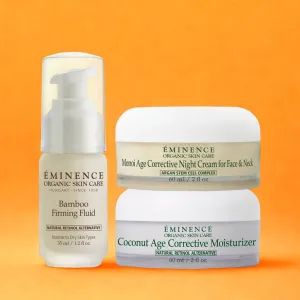Eminence Organics Age-Defying Hydration Trio (Bamboo Firming Fluid   Coconut Age Corrective Moisturizer   Monoi Age Corrective Night Cream for Face & Neck)