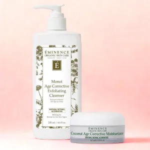 Eminence Organics Hydration Power Pack (Coconut Age Corrective Moisturizer   Monoi Age Corrective Exfoliating Cleanser)