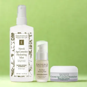Eminence Organics Natural Retinol Trio (Bamboo Firming Fluid   Coconut Age Corrective Moisturizer   Neroli Age Corrective Hydrating Mist)