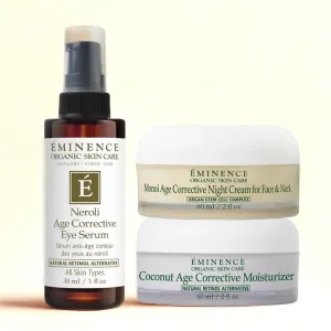 Eminence Organics Resurface & Firm Power Set (Coconut Age Corrective Moisturizer   Monoi Age Corrective Night Cream for Face & Neck   Neroli Age Corrective Eye Serum)