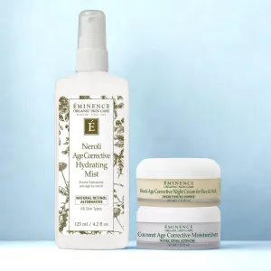 Eminence Organics Ultimate Hydration Lock (Coconut Age Corrective Moisturizer   Monoi Age Corrective Night Cream for Face & Neck   Neroli Age Corrective Hydrating Mist)
