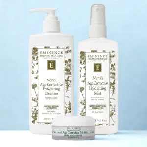Eminence Organics Wrinkle-Reducing & Firming Pack (Coconut Age Corrective Moisturizer   Monoi Age Corrective Exfoliating Cleanser   Neroli Age Corrective Hydrating Mist)