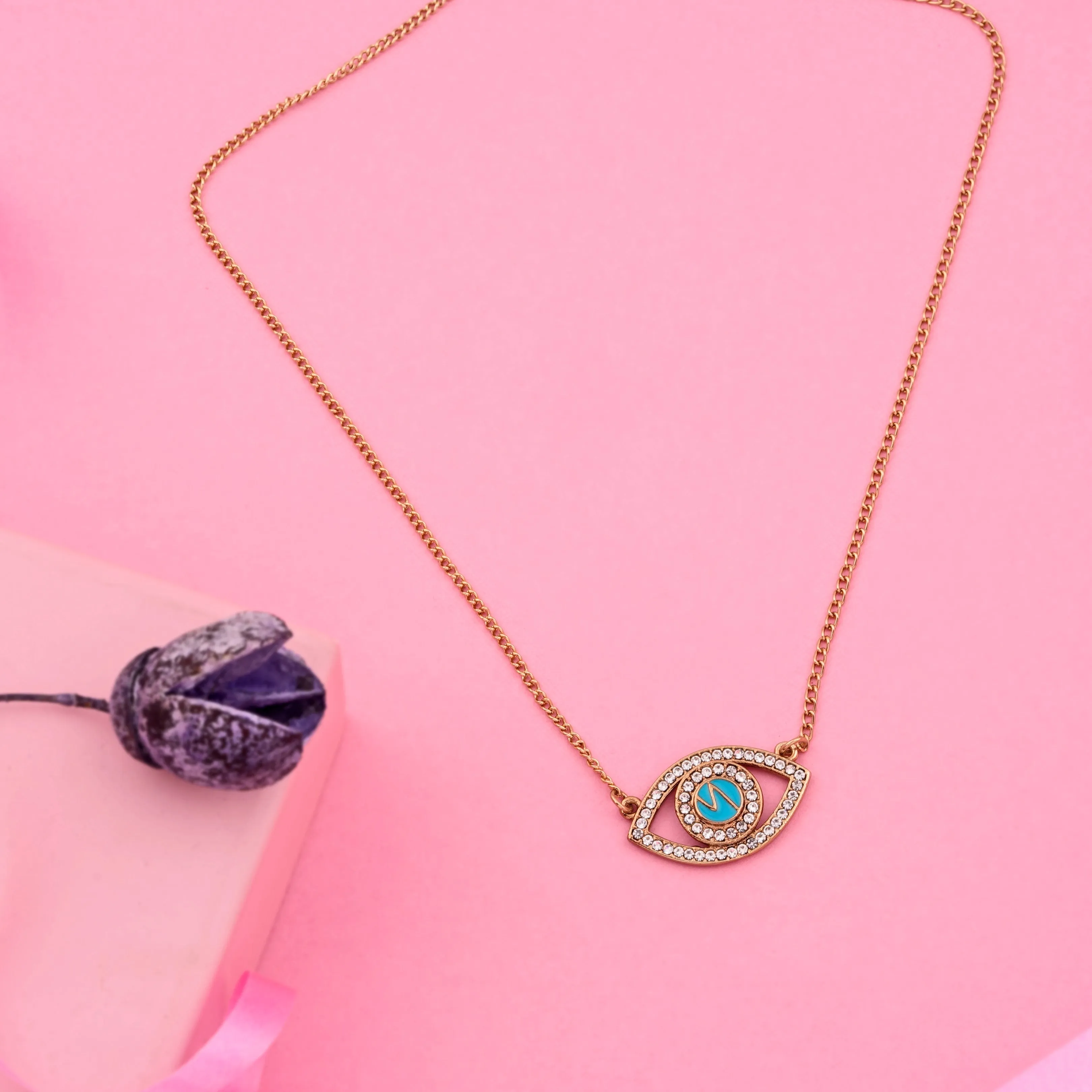 Estele - 24 CT gold plated Evil Eye Pendant with chain