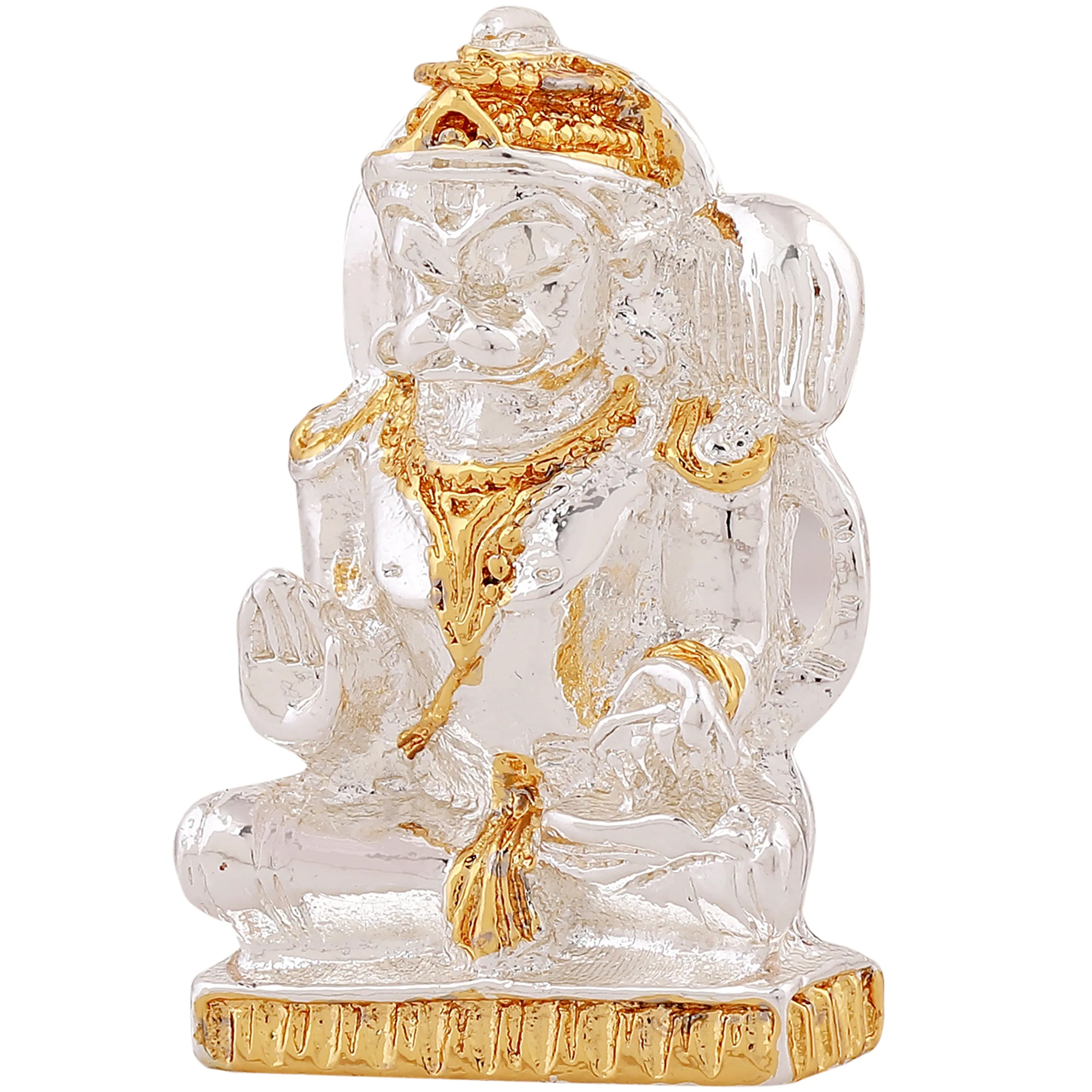 Estele Gold & Rhodium Plated Hanuman Ashirwad Idol for Home Decor/ Car Decor.