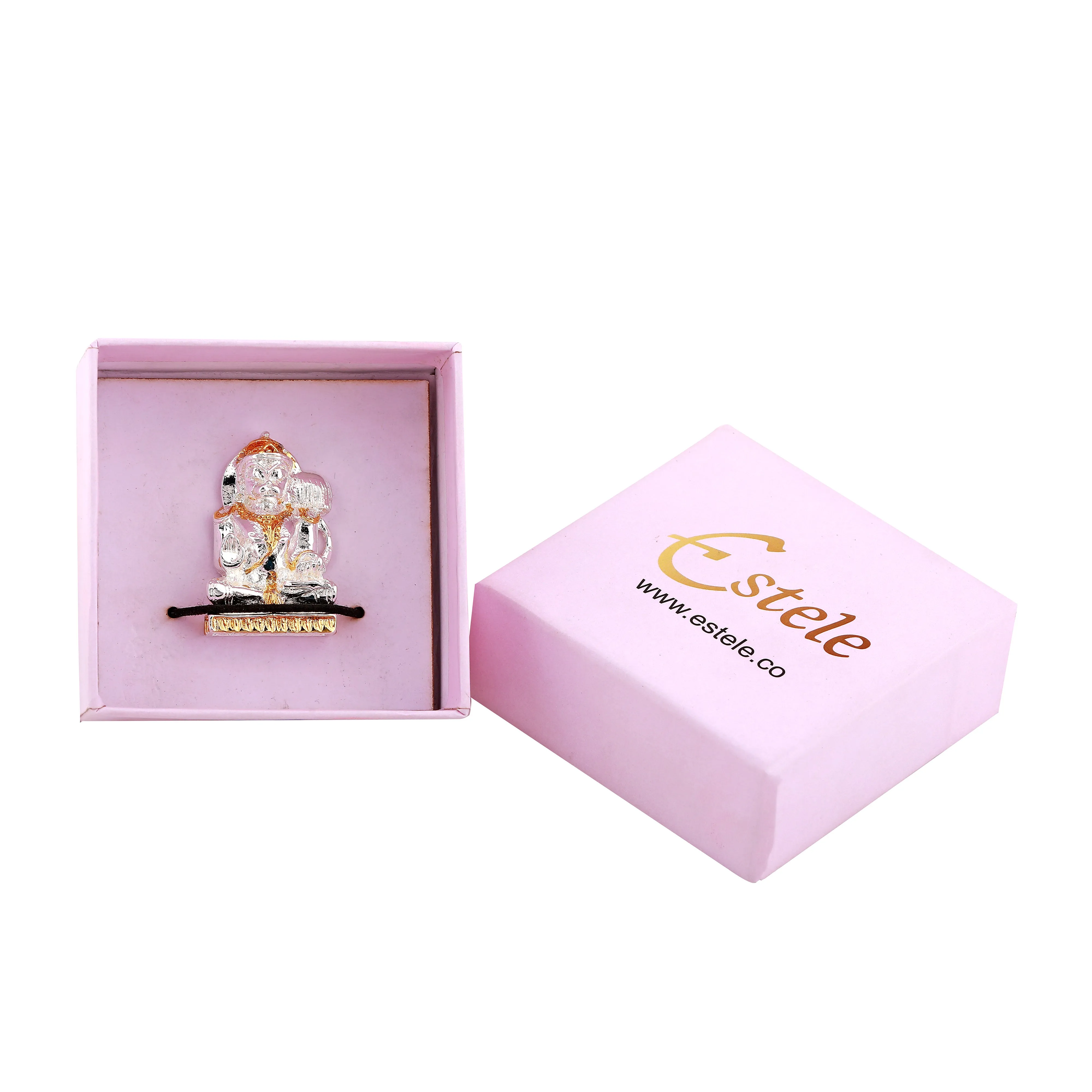 Estele Gold & Rhodium Plated Hanuman Ashirwad Idol for Home Decor/ Car Decor.