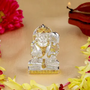 Estele Gold & Rhodium Plated Hanuman Ashirwad Idol for Home Decor/ Car Decor.