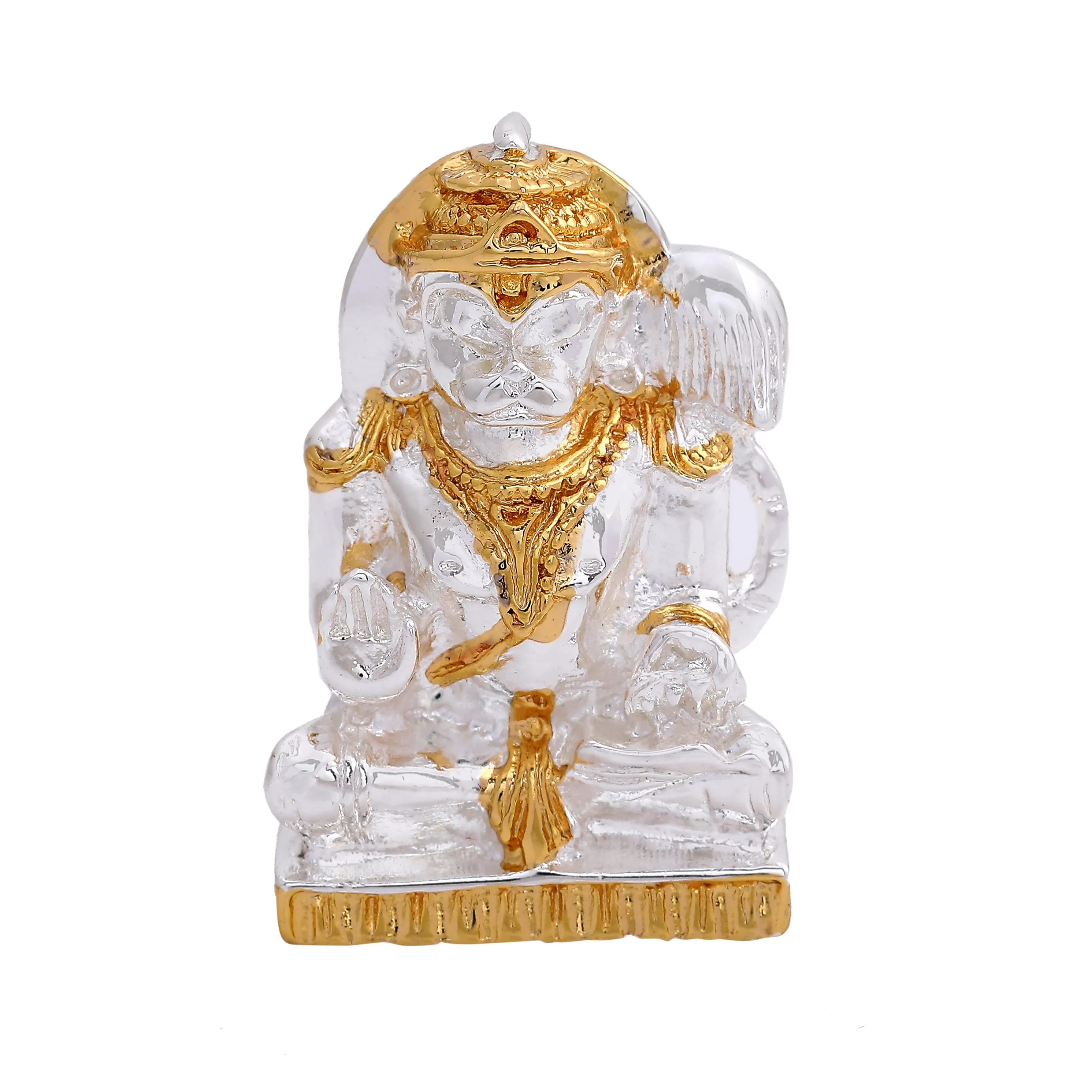 Estele Gold & Rhodium Plated Hanuman Ashirwad Idol for Home Decor/ Car Decor.