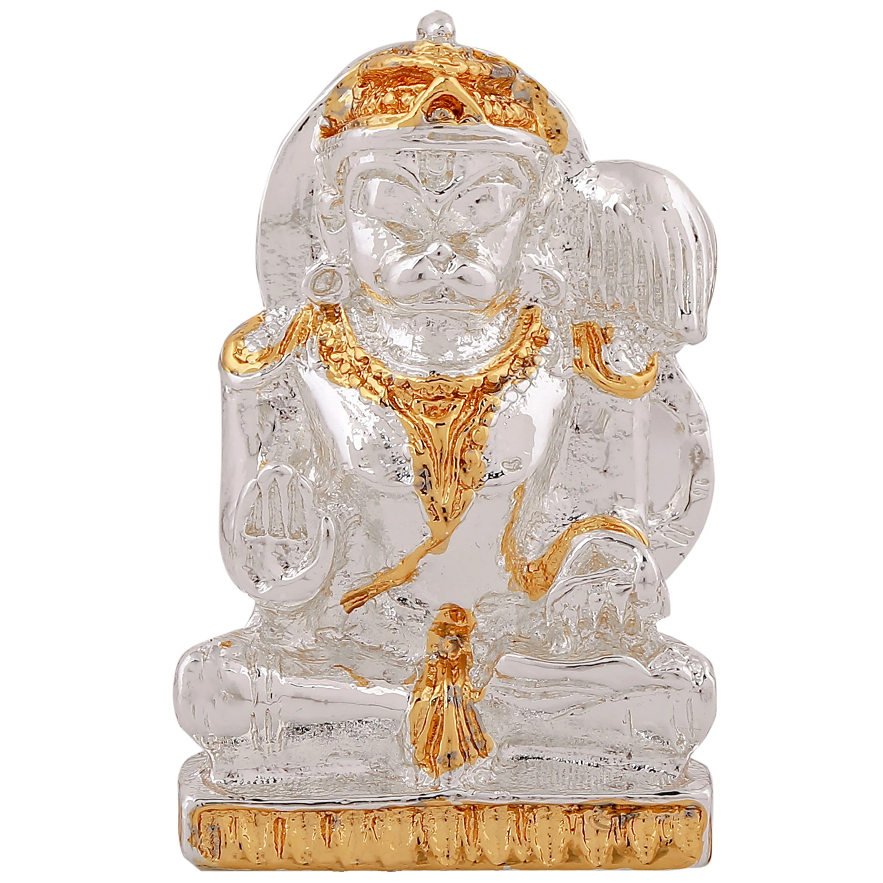 Estele Gold & Rhodium Plated Hanuman Ashirwad Idol for Home Decor/ Car Decor.