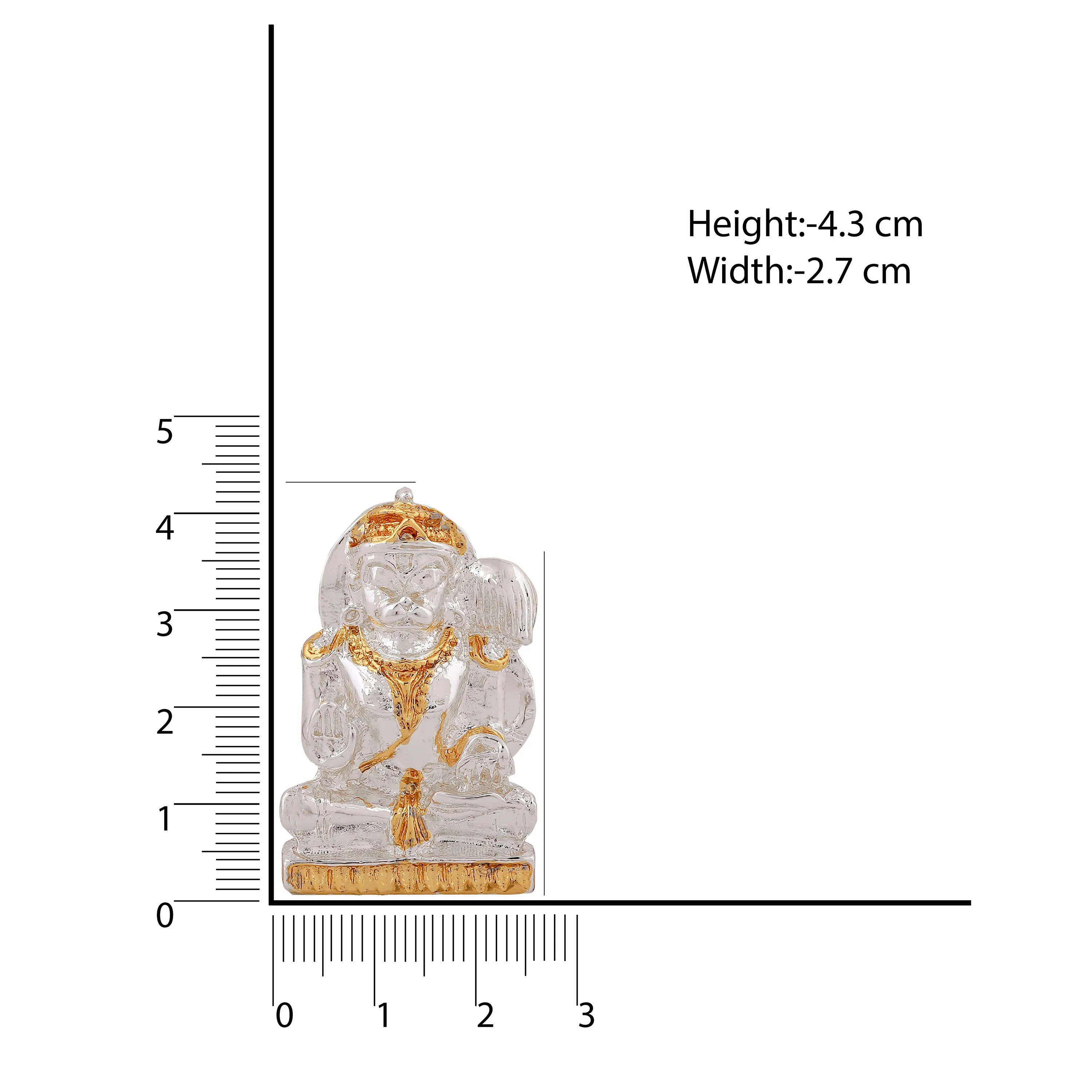 Estele Gold & Rhodium Plated Hanuman Ashirwad Idol for Home Decor/ Car Decor.