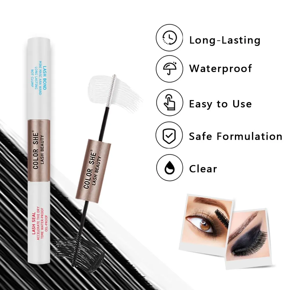 Eyelash Extension kit, COLOR SHE Bond and Seal with 72 Pcs 8-16mm Mix Individual Lashes Clusters and Remover and Tweezers Set, DIY Comfortable Eyelash Extensions Glue Sealant and Aftercare Tool (B04D)