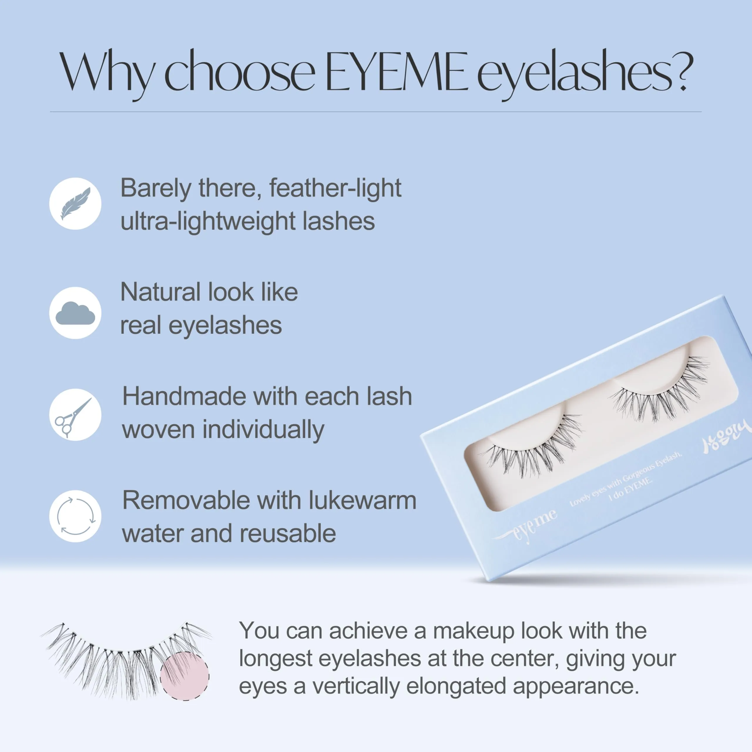 EYEME Eyelash x Artist Collaboration NO.12 Cute Accent – 5 Set with Tweezers, Valentine Gift for Women, Short Wispy False Eyelashes, Artist-Designed Cat Eye Lashes, Glue Not Included, Korean Product