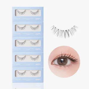EYEME Eyelash x Artist Collaboration NO.12 Cute Accent – 5 Set with Tweezers, Valentine Gift for Women, Short Wispy False Eyelashes, Artist-Designed Cat Eye Lashes, Glue Not Included, Korean Product