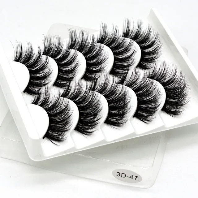 Eyes Dancing 5Pairs 3D Faux Mink Hair Lashes Natural/