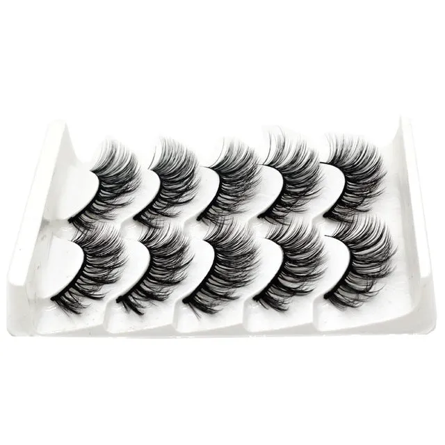 Eyes Dancing 5Pairs 3D Faux Mink Hair Lashes Natural/