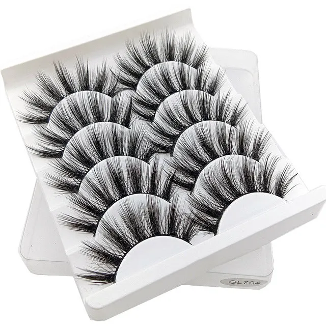 Eyes Dancing 5Pairs 3D Faux Mink Hair Lashes Natural/
