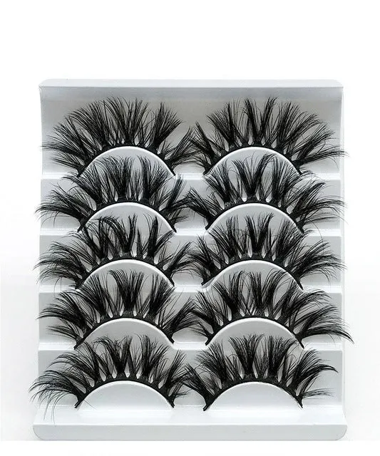 Eyes Dancing 5Pairs 3D Faux Mink Hair Lashes Natural/