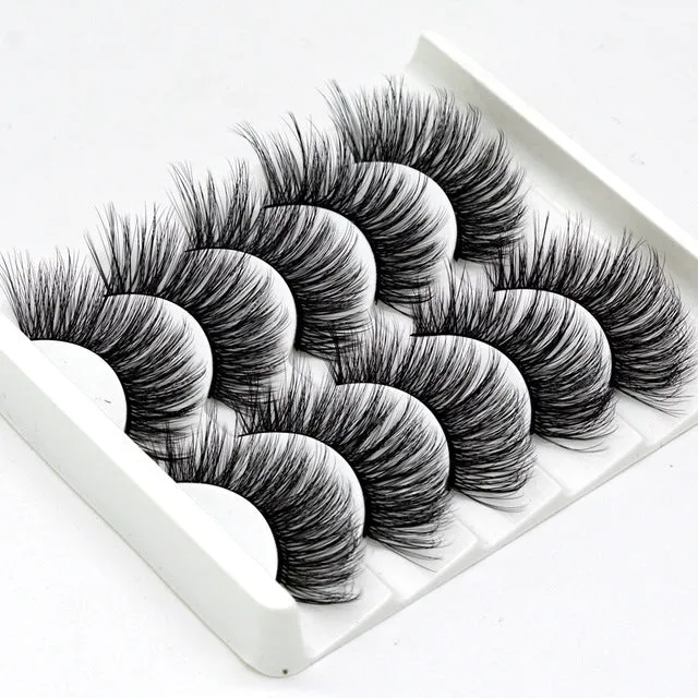 Eyes Dancing 5Pairs 3D Faux Mink Hair Lashes Natural/