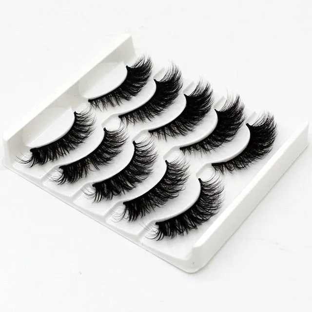 Eyes Dancing 5Pairs 3D Faux Mink Hair Lashes Natural/