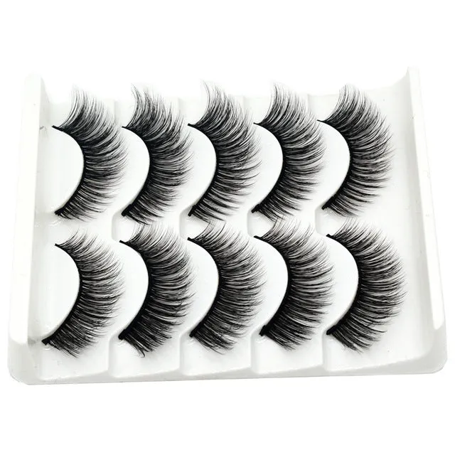 Eyes Dancing 5Pairs 3D Faux Mink Hair Lashes Natural/