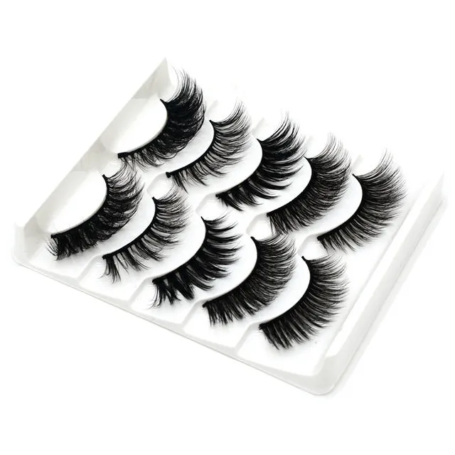 Eyes Dancing 5Pairs 3D Faux Mink Hair Lashes Natural/