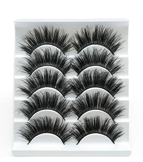 Eyes Dancing 5Pairs 3D Faux Mink Hair Lashes Natural/